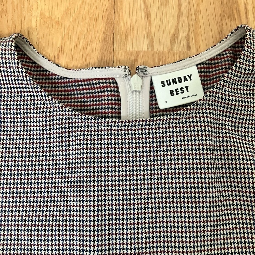 Aritzia Sunday Best Tartine mini houndstooth long sleeve dress - Picture 3 of 12